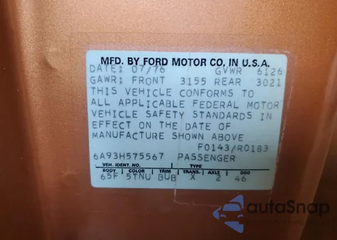 1976 Mercury Cougar Xr7 из США, поврежденный, VIN 6A9EH575567